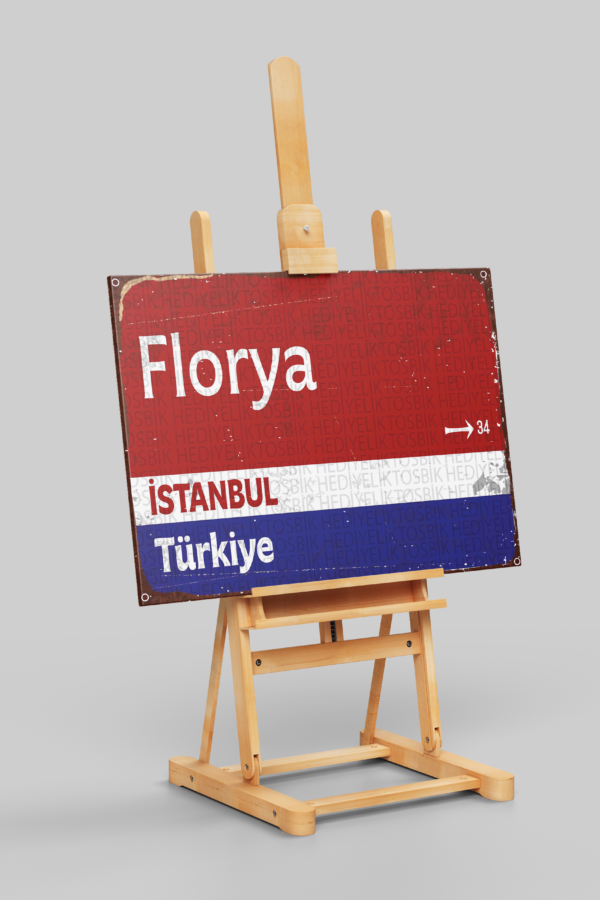 Florya İstanbul Türkiye Retro Sokak Tabelası Ahşap Poster