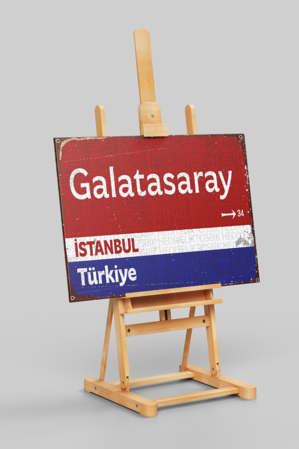 Galatasaray İstanbul Türkiye Retro Sokak Tabelası Ahşap Poster