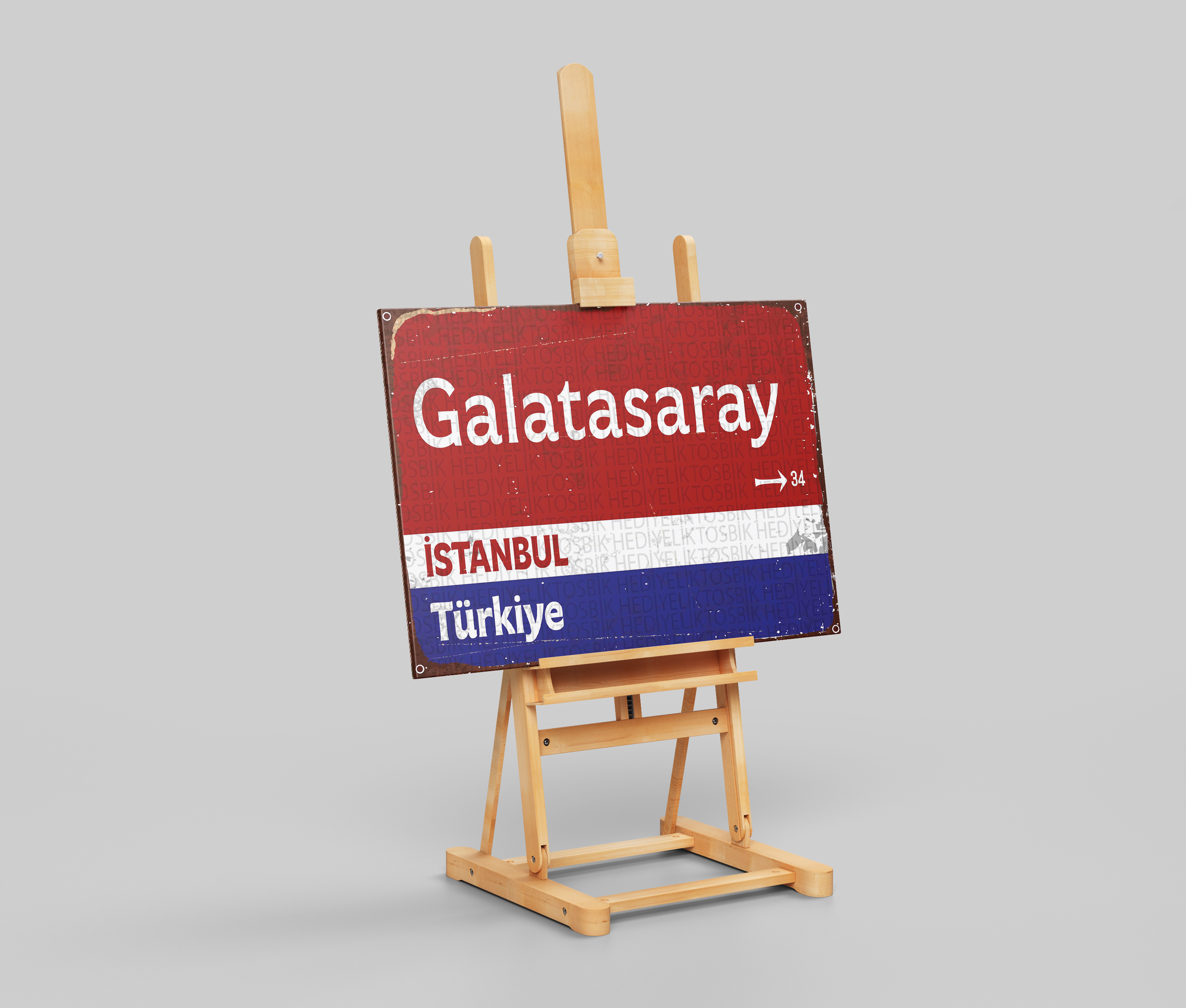 Galatasaray İstanbul Türkiye Retro Sokak Tabelası Ahşap Poster
