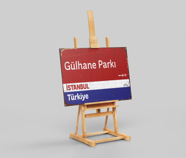Gülhane Parkı İstanbul Türkiye Retro Sokak Tabelası Ahşap Poster
