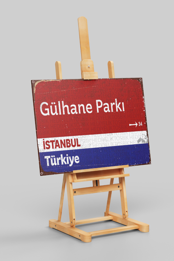 Gülhane Parkı İstanbul Türkiye Retro Sokak Tabelası Ahşap Poster