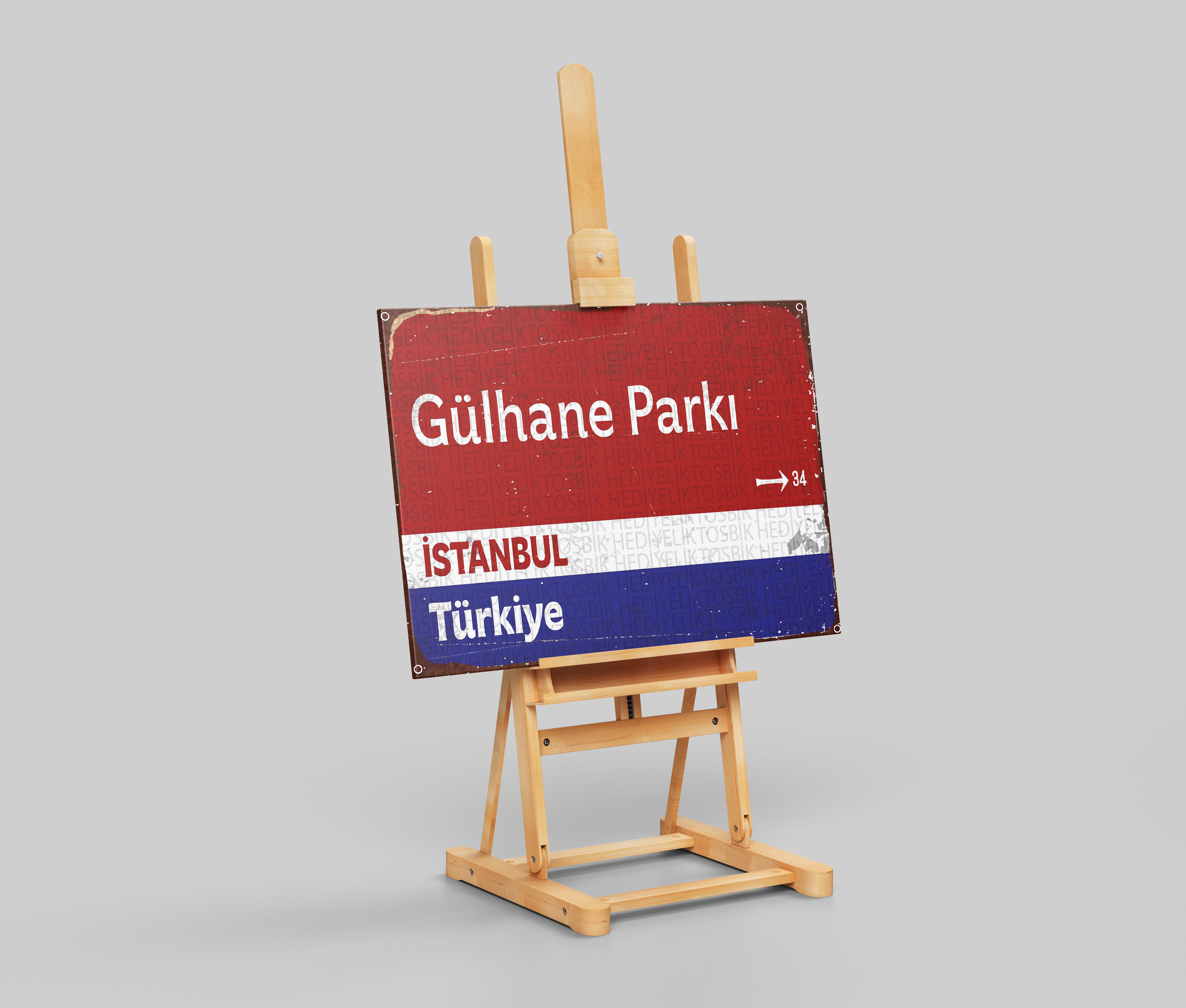 Gülhane Parkı İstanbul Türkiye Retro Sokak Tabelası Ahşap Poster