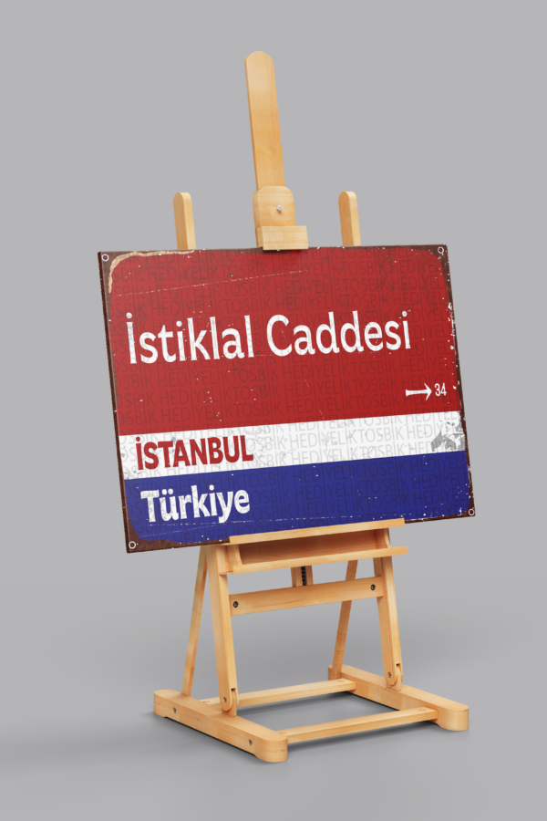 İstiklal Caddesi Retro Tasarımlı Dekoratif Ahşap Poster