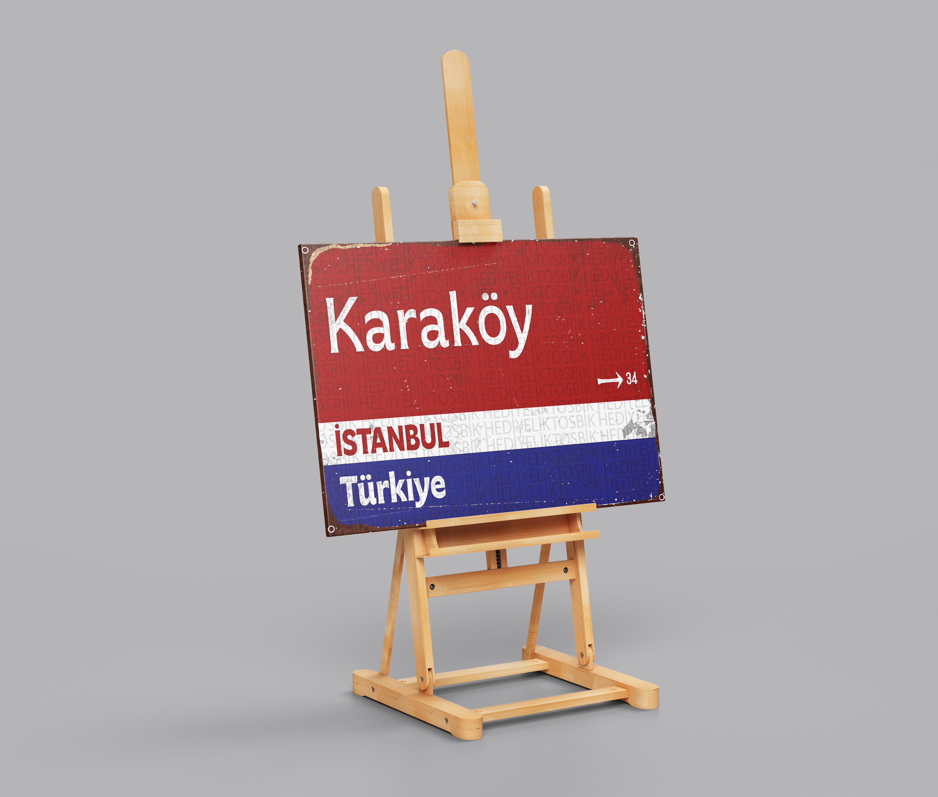 Karaköy İstanbul Retro Tabelalı Dekoratif Ahşap Poster