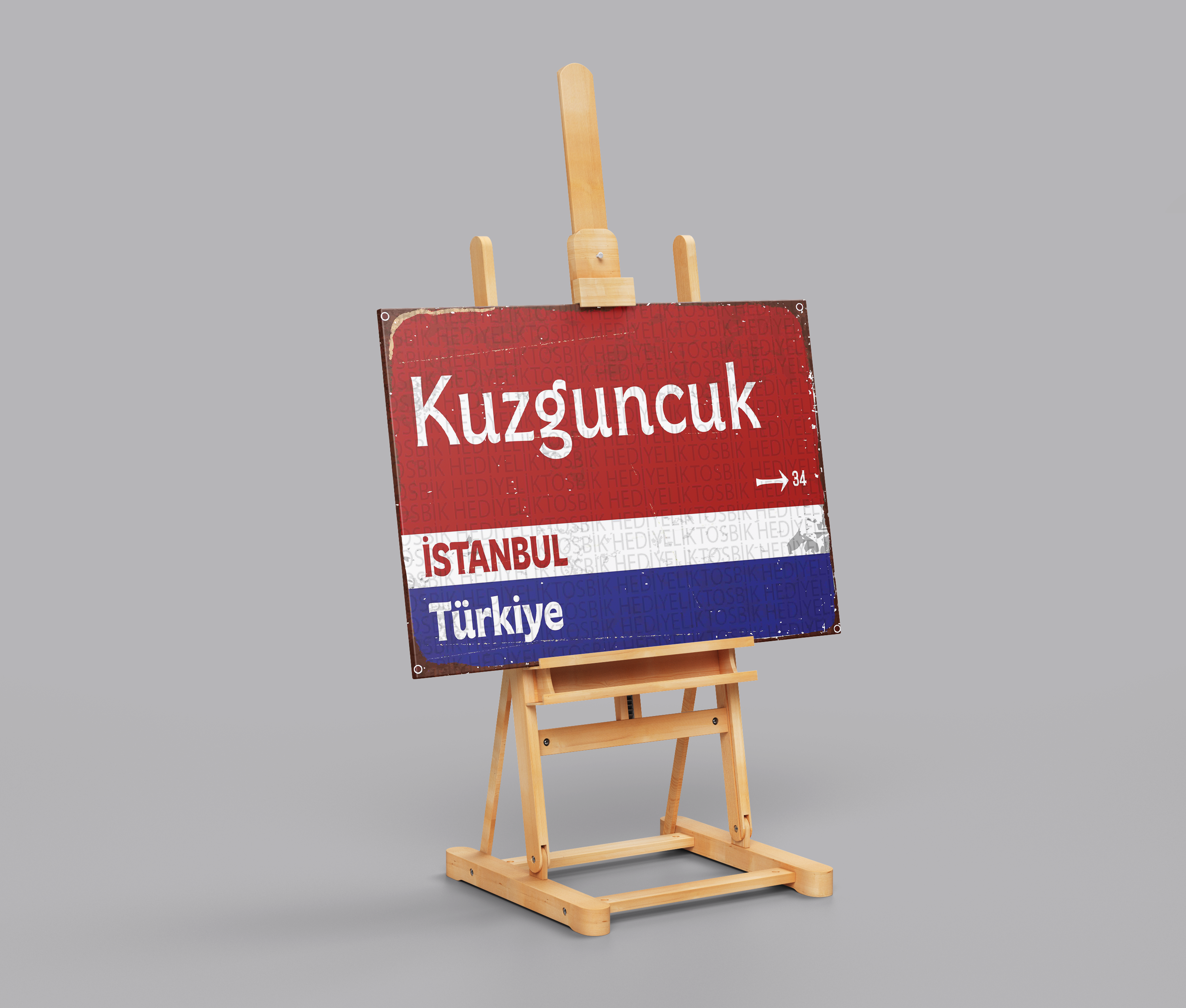Kuzguncuk İstanbul Retro Yön Tabelası – Dekoratif Ahşap Poster
