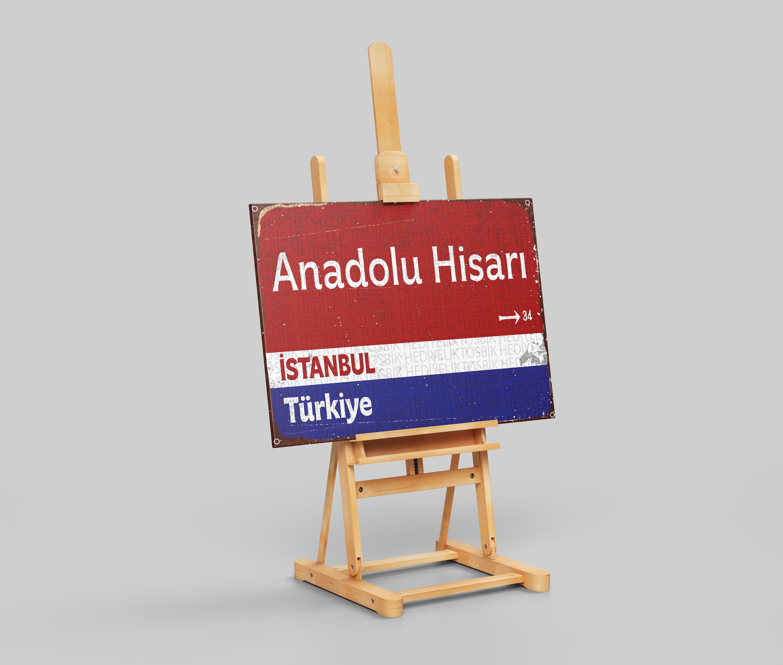 Anadolu Hisarı – İstanbul Sokak Tabelası Temalı Ahşap Poster