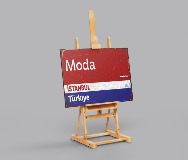 Moda - İstanbul Temalı Sokak Tabelası Ahşap Poster