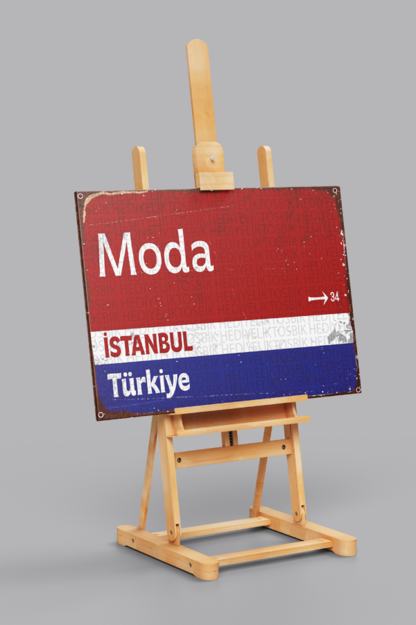 Moda – İstanbul Temalı Sokak Tabelası Ahşap Poster