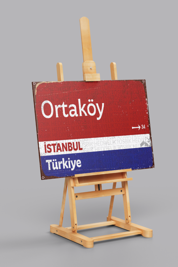 Ortaköy – İstanbul Temalı Sokak Tabelası Ahşap Poster