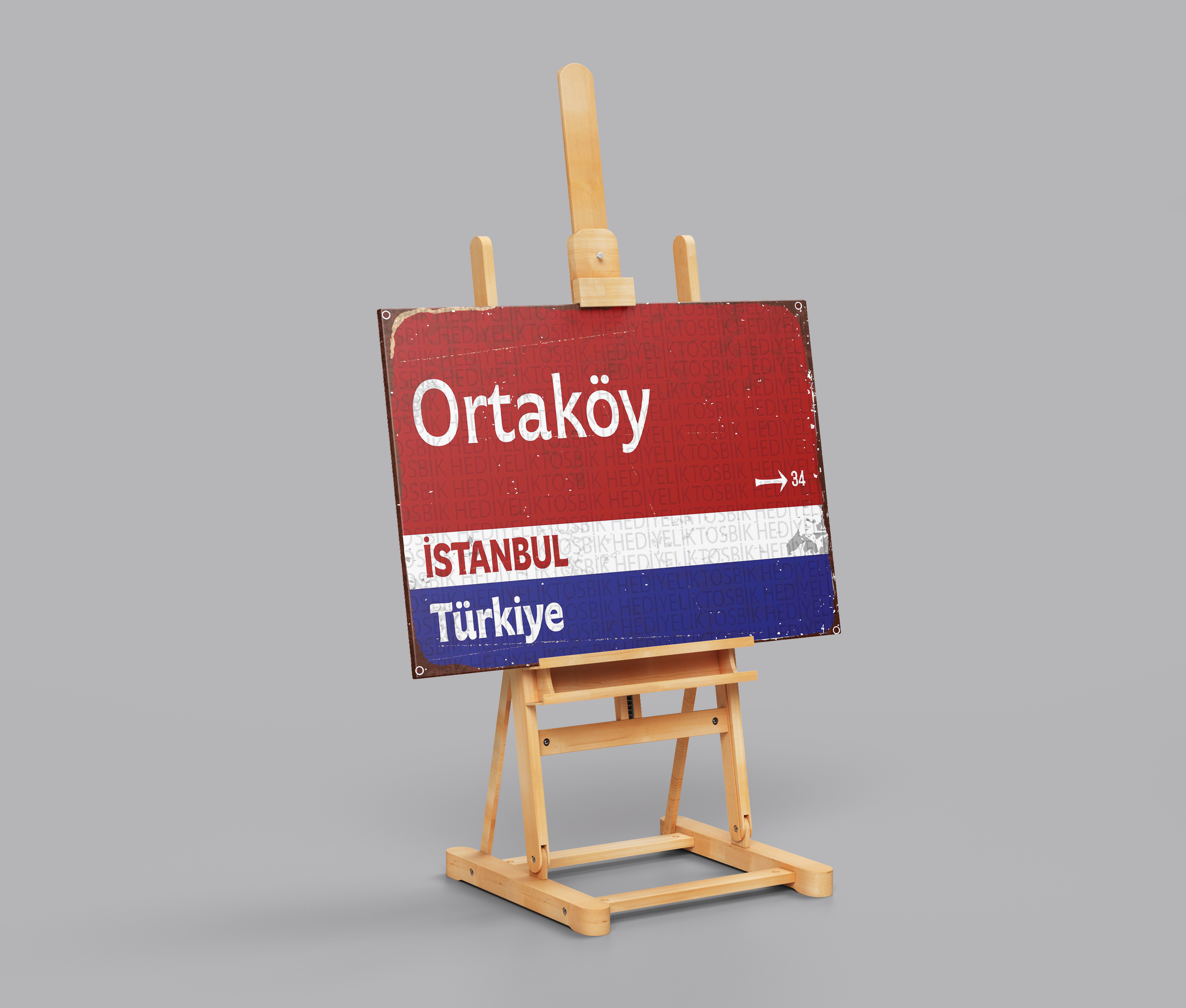 Ortaköy - İstanbul Temalı Sokak Tabelası Ahşap Poster