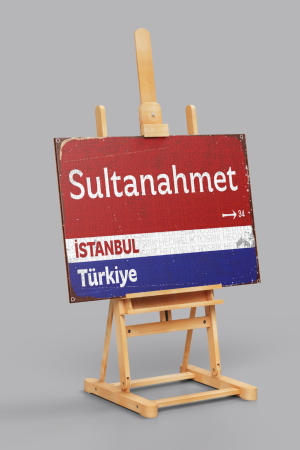 Sultanahmet – İstanbul Türkiye Retro Yol Tabelası Ahşap Poster