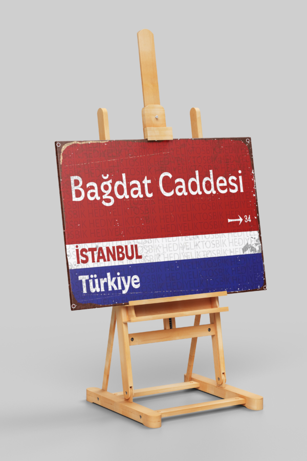 Bağdat Caddesi – İstanbul Retro Yön Tabelası Ahşap Poster