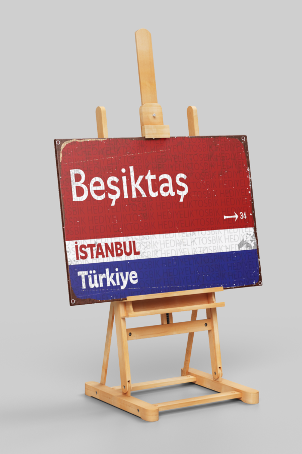 Beşiktaş Retro Sokak Tabelası Ahşap Poster