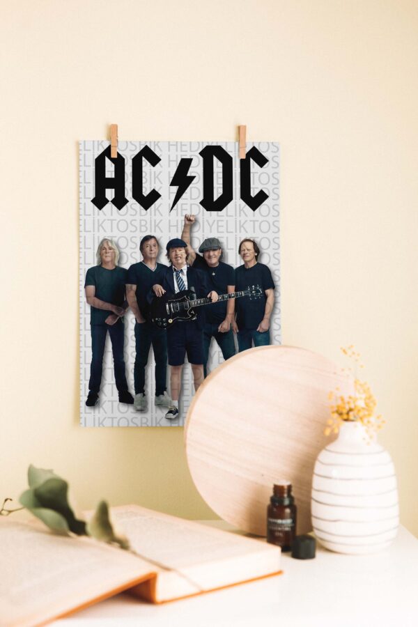 AC/DC – Rock Efsaneleri Ahşap Poster Tasarımı
