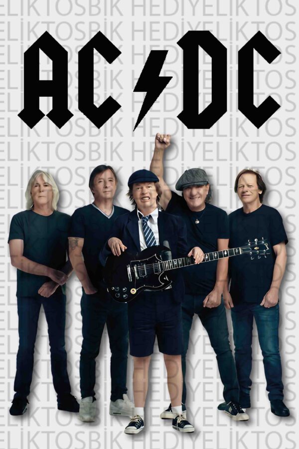 AC/DC – Rock Efsaneleri Ahşap Poster Tasarımı