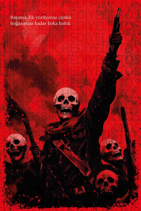 Başı Dik – Karanlık Mizah Temalı İsyan Ahşap Poster