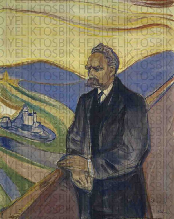 Friedrich Nietzsche Portresi – Ekspresyonist Tarzda Ahşap Poster