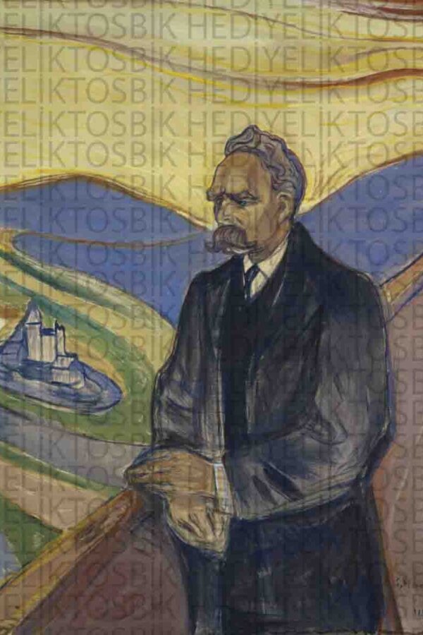 Friedrich Nietzsche Portresi – Ekspresyonist Tarzda Ahşap Poster