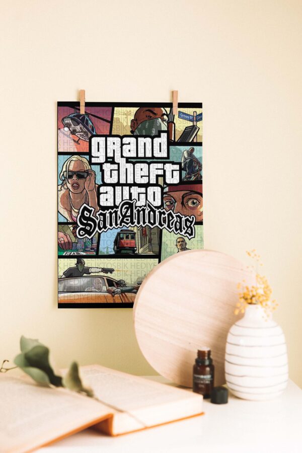 GTA San Andreas – Retro Oyun Temalı Ahşap Poster