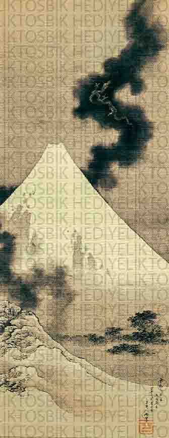 Minimal Japon Estetiği – Fuji Dağı Geleneksel Stil Ahşap Poster