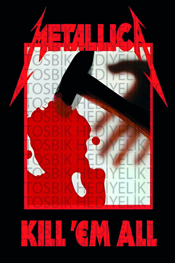 Metallica “Kill ‘Em All” Albüm Kapak Tasarımlı Dekoratif Ahşap Poster