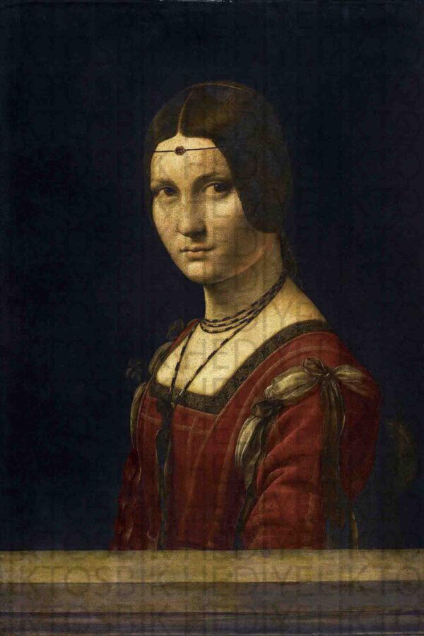 La Belle Ferronnière Portresi – Leonardo da Vinci Sanat Reprodüksiyonu Ahşap Poster