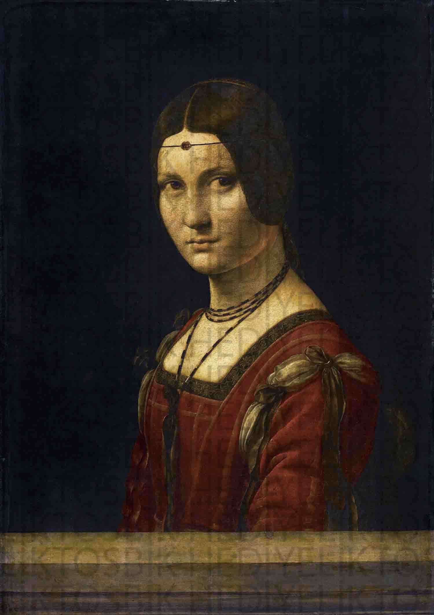 La Belle Ferronnière Portresi – Leonardo da Vinci Sanat Reprodüksiyonu Ahşap Poster