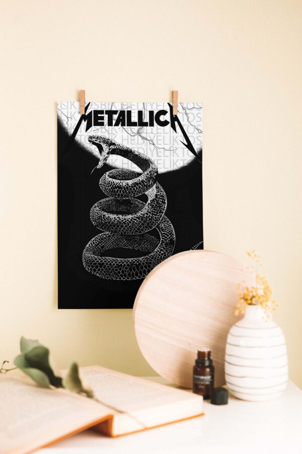 Metallica – Black Album Yılan Temalı Ahşap Poster