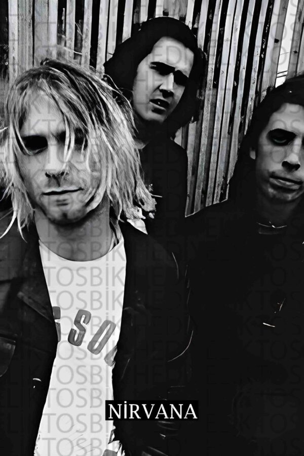 Grup Nirvana – Siyah Beyaz Ahşap Poster