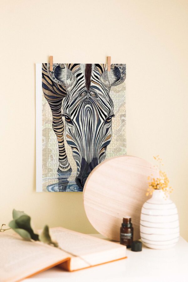 Zebra Desen – Modern Stil Dekoratif Ahşap Poster