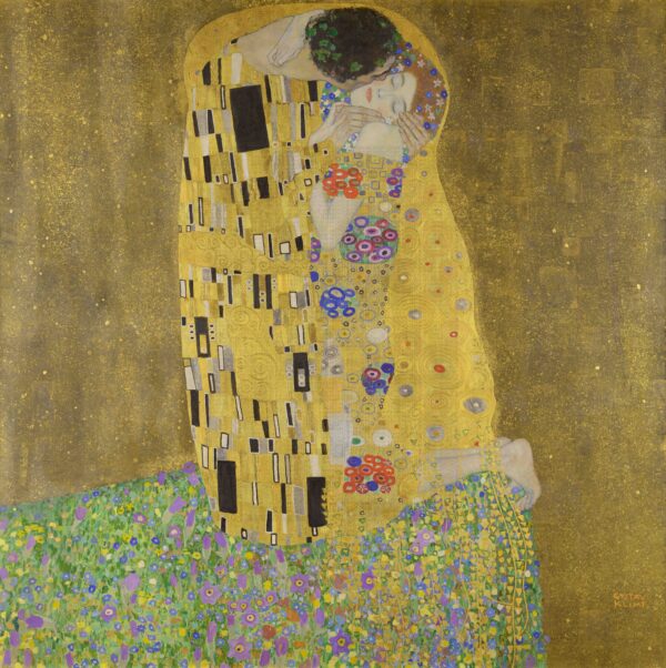 Gustav Klimt – The Kiss (Öpücük) Altın Doku Ahşap Poster