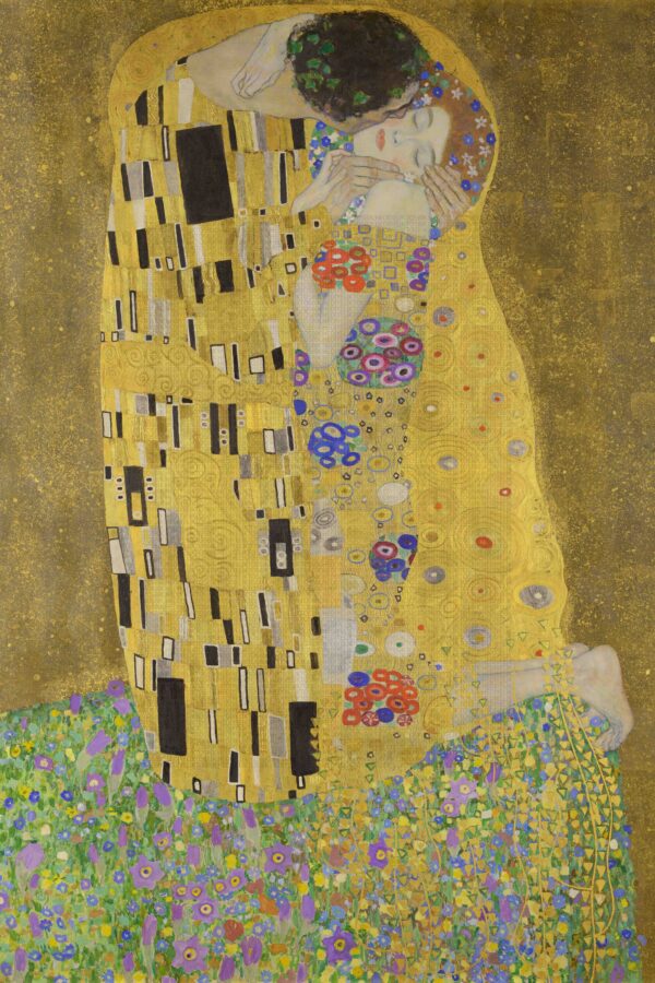 Gustav Klimt – The Kiss (Öpücük) Altın Doku Ahşap Poster