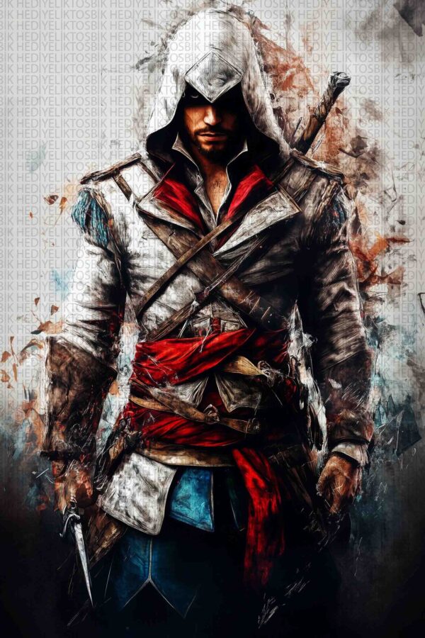 Suikastçı – Assassin’s Creed Temalı Dijital Sanat Ahşap Poster