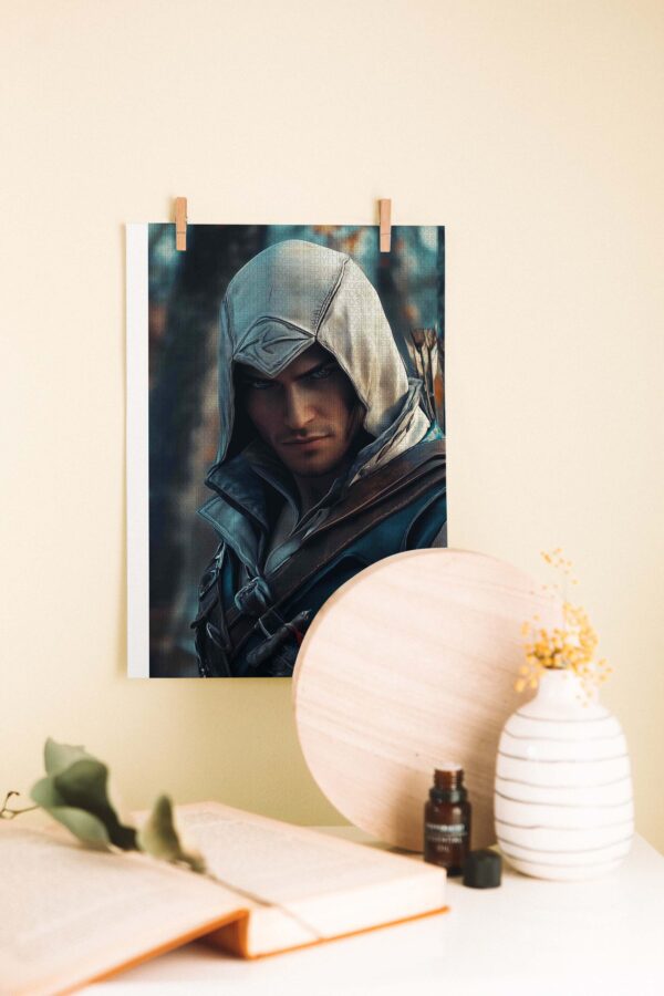 Gölgelerin Savaşçısı – Assassin Temalı Dekoratif Ahşap Poster