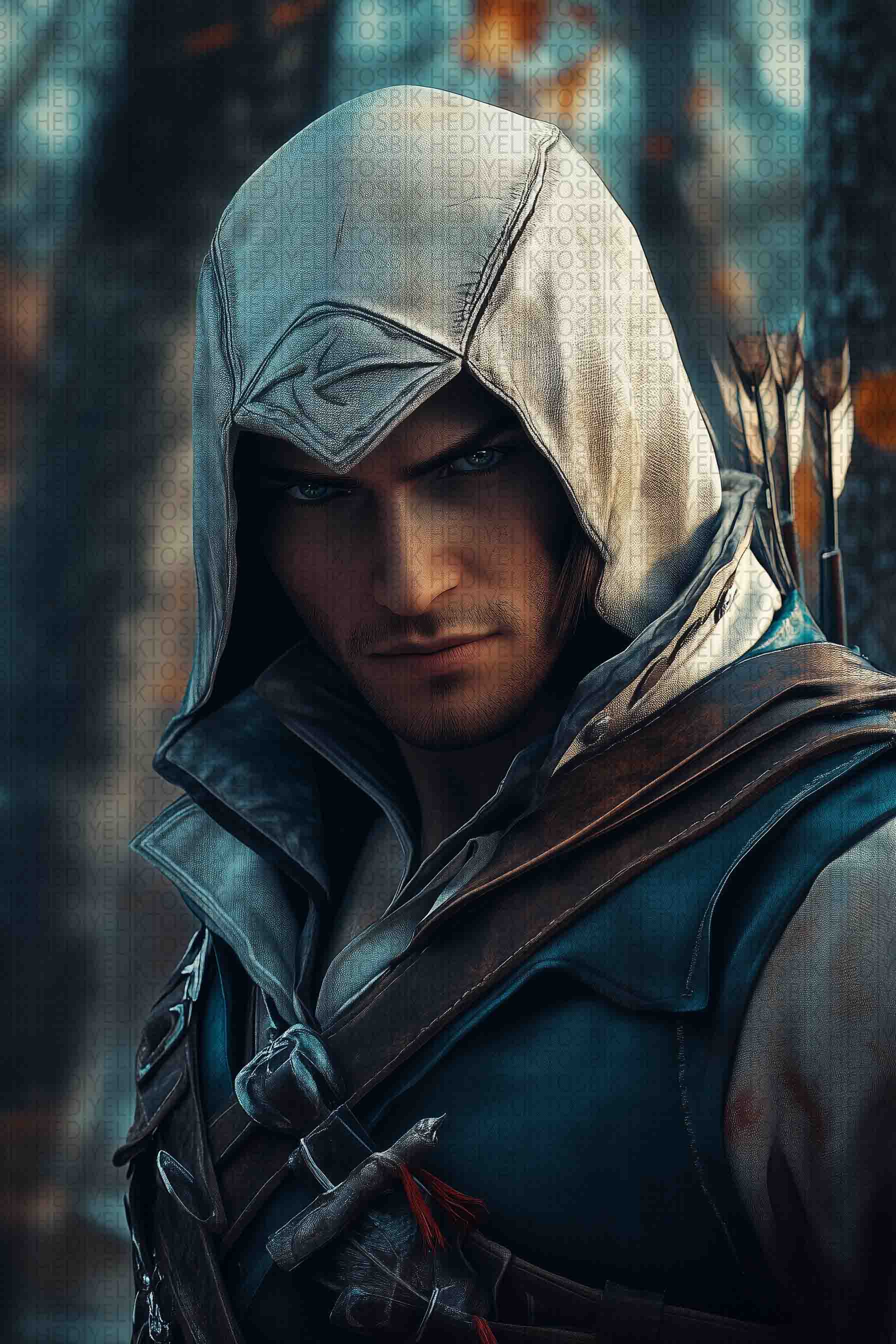 Gölgelerin Savaşçısı – Assassin Temalı Dekoratif Ahşap Poster