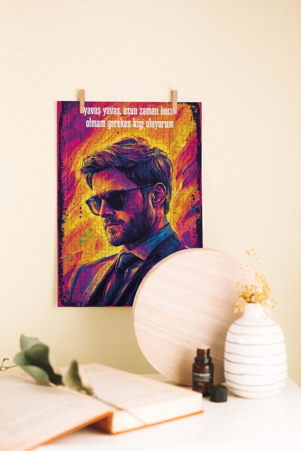 Yavaş Yavaş – Psychedelic Art Türk Şiiri Ahşap Poster