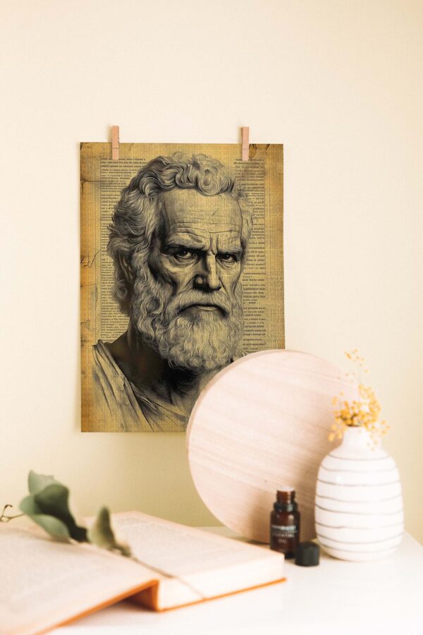 Antik Filozof Portresi – Vintage Tarz Ahşap Poster