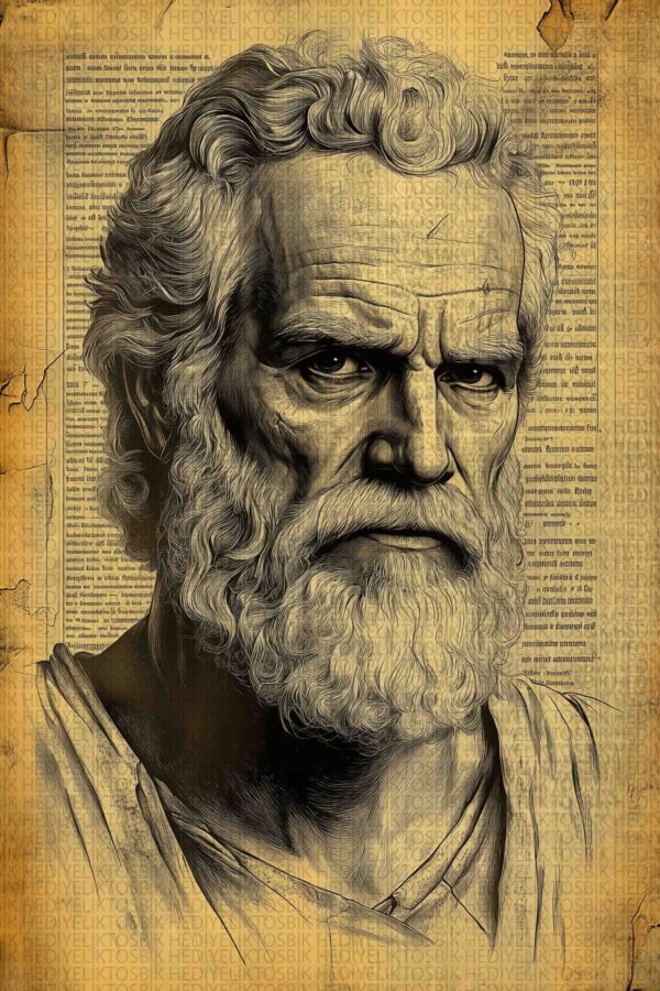 Antik Filozof Portresi – Vintage Tarz Ahşap Poster