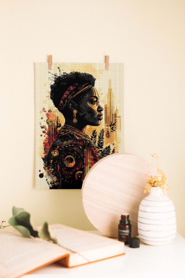 Afrika’nın Ruhu – Etnik Stil Kadın Portresi Ahşap Poster