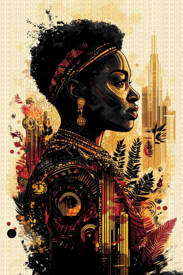 Afrika’nın Ruhu – Etnik Stil Kadın Portresi Ahşap Poster
