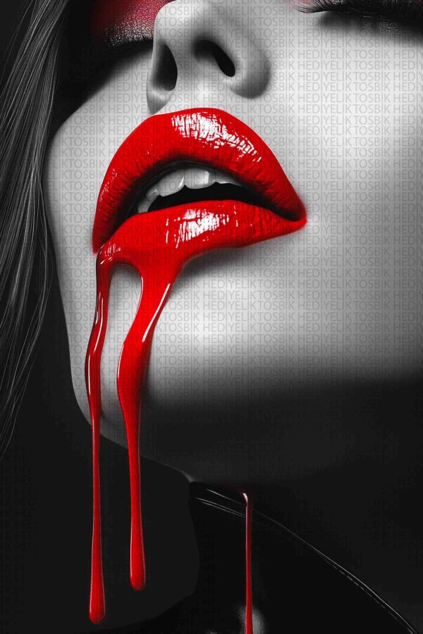 Kırmızı Vampir – Gotik Estetik Kan Damlası Ahşap Poster