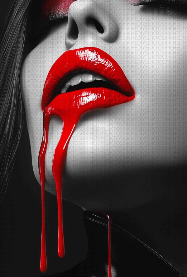 Kırmızı Vampir – Gotik Estetik Kan Damlası Ahşap Poster