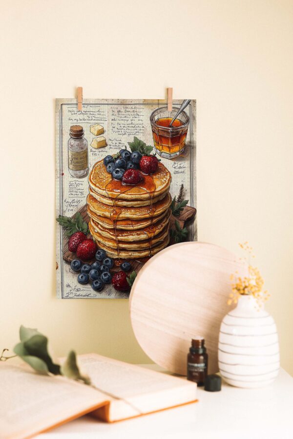 Meyveli Pancake Tarifi – Vintage Stil Ahşap Poster