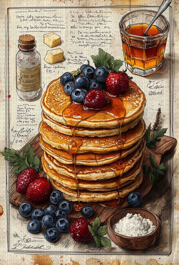 Meyveli Pancake Tarifi – Vintage Stil Ahşap Poster