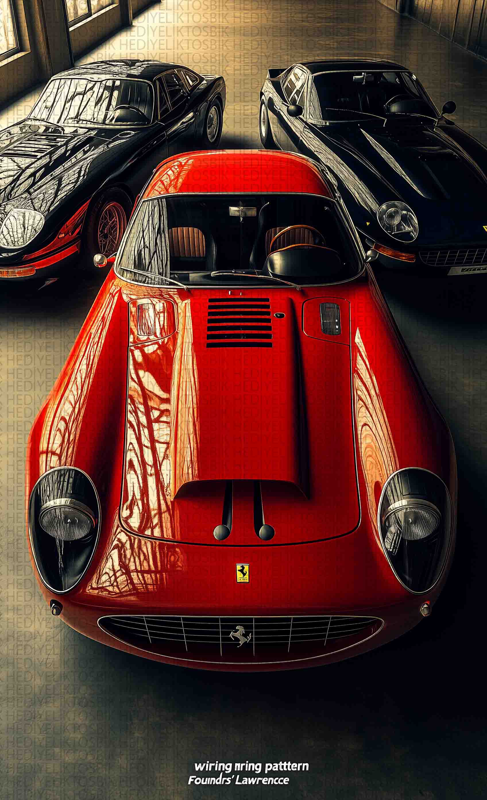 Klasik Ferrari Koleksiyonu – Retro Otomobil Temalı Dekoratif Ahşap Poster