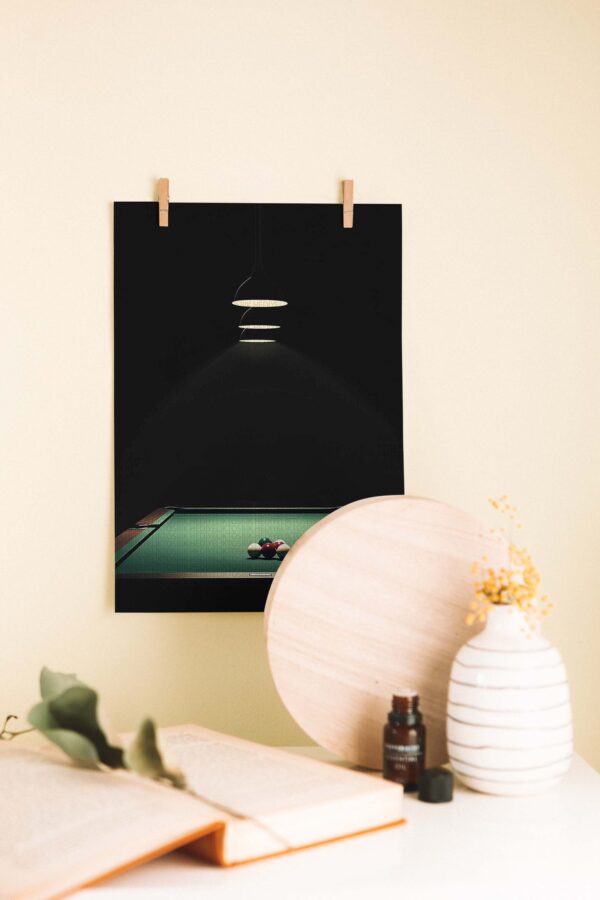 Bilardo Masası Temalı Minimalist Dekoratif Ahşap Poster