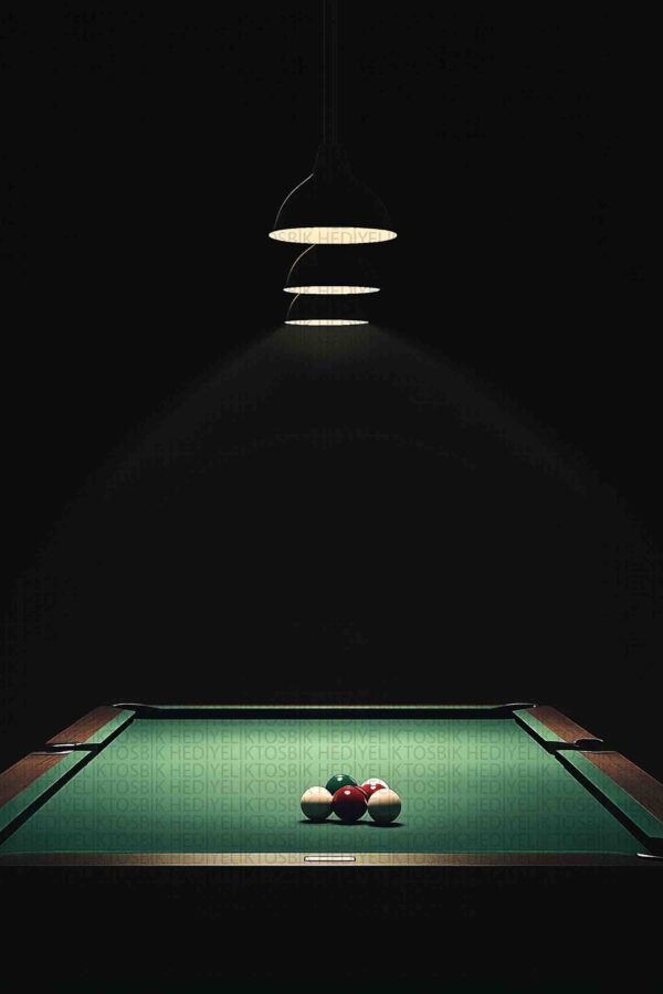 Bilardo Masası Temalı Minimalist Dekoratif Ahşap Poster