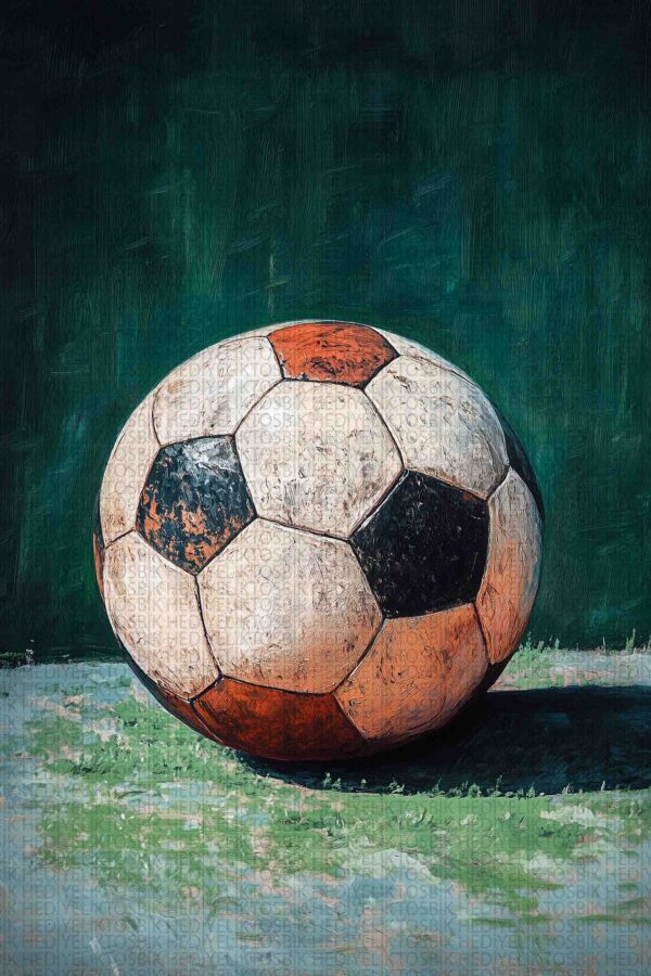 Vintage Stil Futbol Topu Temalı Dekoratif Ahşap Poster