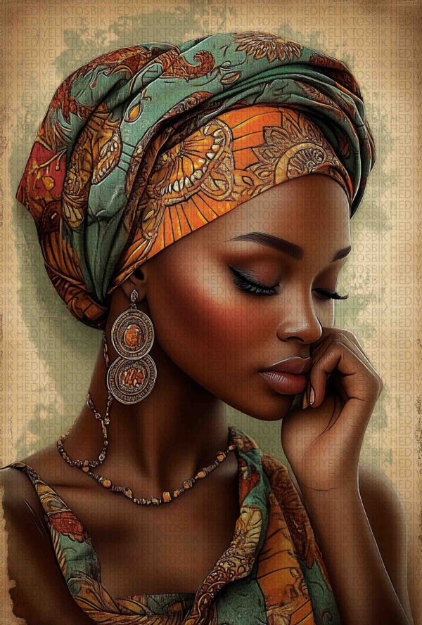 Zarafet ve Güç – Afrika Esintili Kadın Portresi Ahşap Poster
