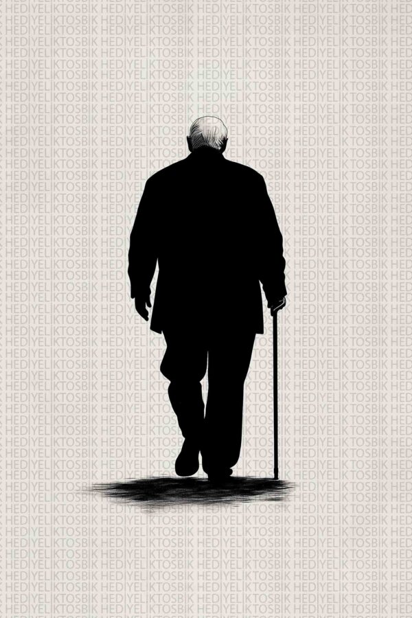 Yalnız Adam – Minimalist Siyah Beyaz Ahşap Poster